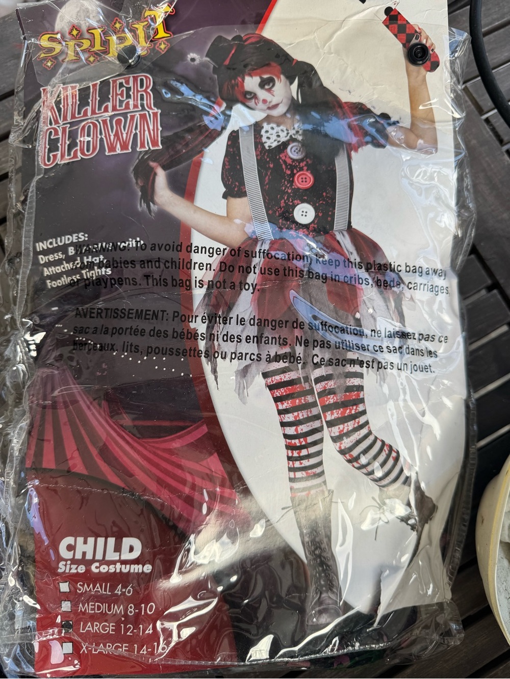 Spirit Killer Clown Kids Costume - Black & Red size 12-14